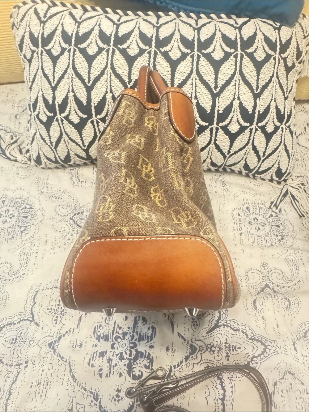 Dooney & Bourke Vintage Brown Monogram Jacquard Leather Satchel - Picture 11 of 11